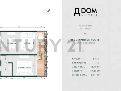 Departamento en Venta de 2 dormitorios