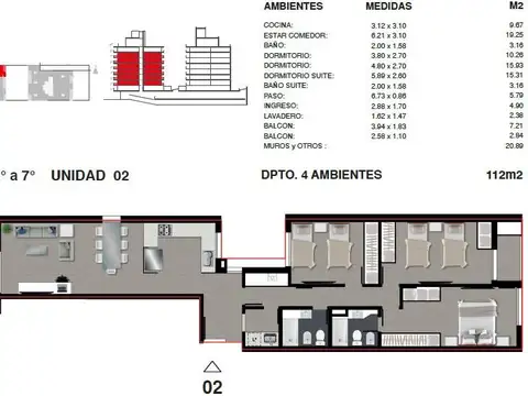 Departamento en Venta de 4 ambientes