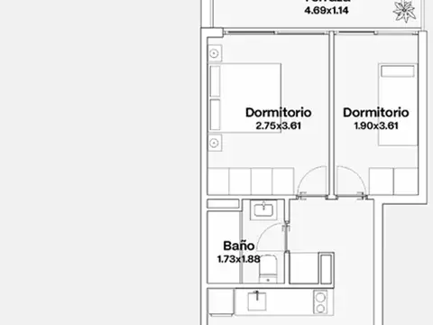 Departamento 3 ambientes con 1 baño