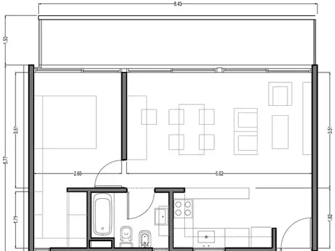 Departamento 2 ambientes con 1 baño