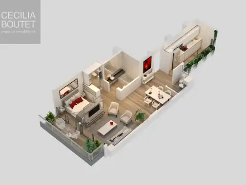 Departamento Monoambiente con 1 baño