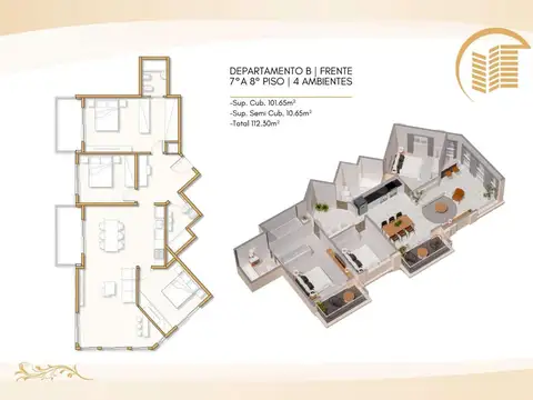 Departamento 4 ambientes con 2 baños
