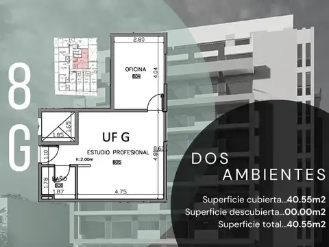 Departamento de 2 ambientes en venta -Floresta - 8G.