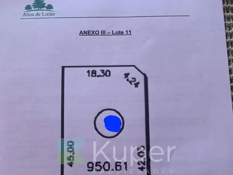 Venta Terreno 950 m2 Altos de Lujan .