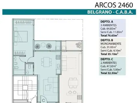 Departamento Monoambiente con 1 baño