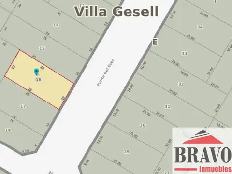 Terreno en Venta 25  mts Fondo