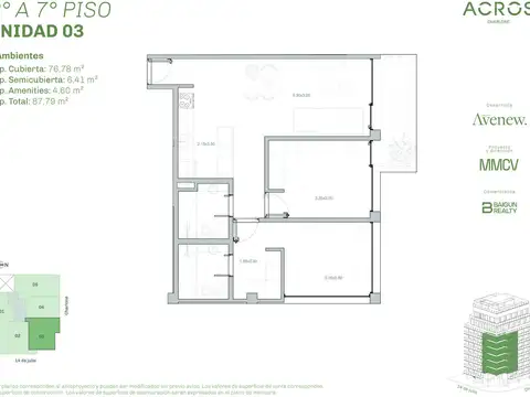 Departamento de 3 ambientes en venta en Chacarita