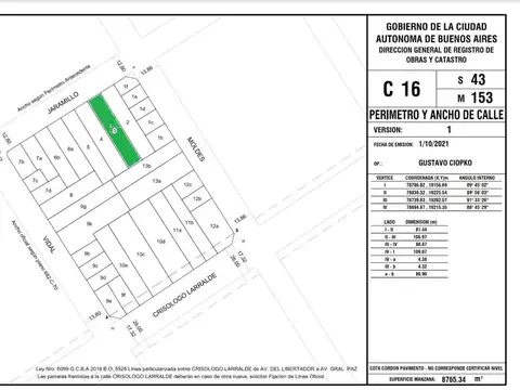 VENTA LOTE EN SAAVEDRA – EXCELENTE UBICACION