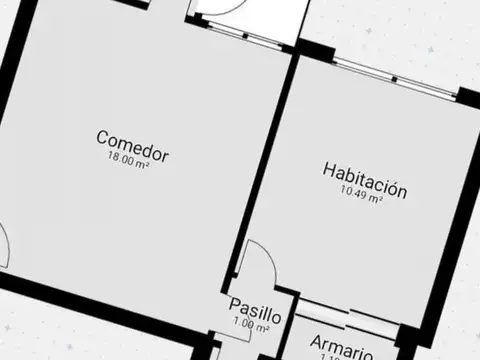 Departamento 2 ambientes con 1 baño