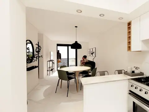 Departamento dos dormitorios con balcon y parrillero en zona río, Pichincha