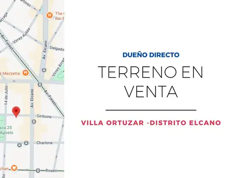 Dueño directo - Terreno en Venta en Villa Ortúzar - Distrito Elcano