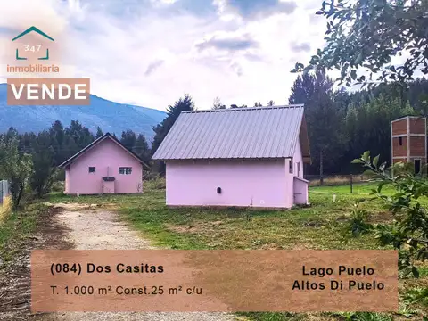 (084)LAGO PUELO,  DOS CASITAS Monoambiente a estrenar con terreno de 1.000mts2 en Altos Di Puel...