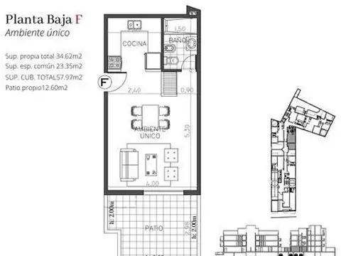 Departamento en Venta de Monoambiente