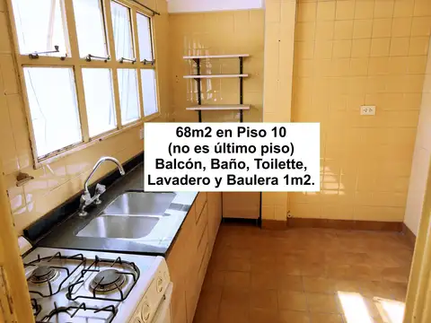 68m2 Piso, Balcón, Baño, Toilette, Lav. y baulera.