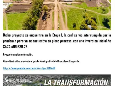 Terreno en Venta 61  mts Fondo