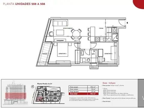Venta apartamento 2 dormitorios Vivo Life Centro