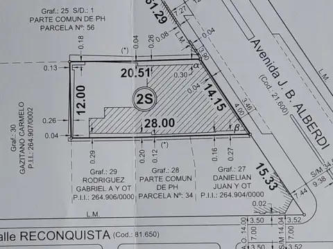 Venta-Terreno en Arroyito -Constructoras - Avenida Alberdi 800 bis- 14,15 m de frente