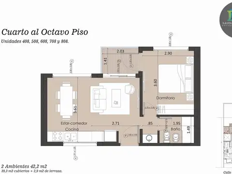 Departamento 2 ambientes con 1 baño