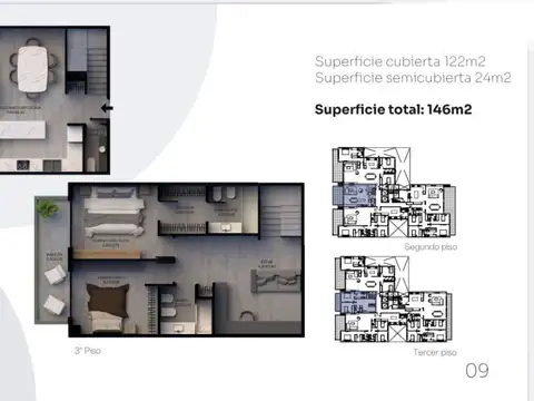 Departamento 5 ambientes con 3 baños