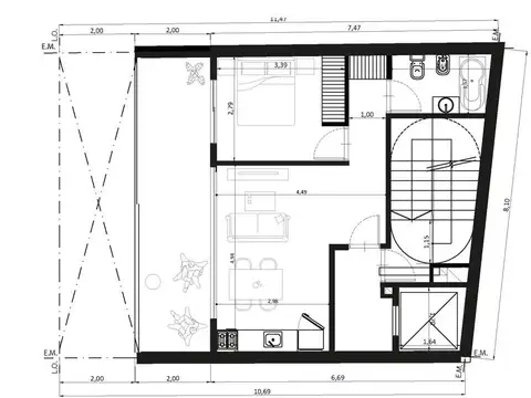 Departamento en Venta de Monoambiente