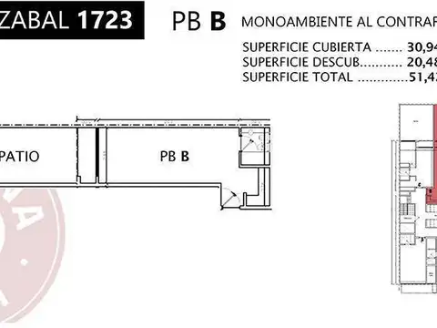 Departamento Monoambiente con 1 baño