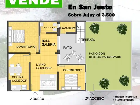 PH TIPO CASA DE 3 AMBIENTES EN VENTA EN SAN JUSTO. EN PLANTA BAJA Y CON PATIO DE 58 M2.