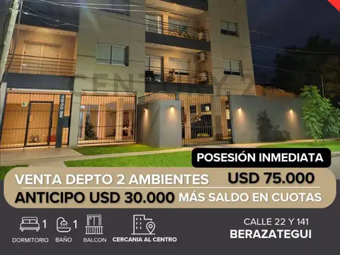 DEPARTAMENTO 2 AMBIENTES EN BERAZATEGUI CON ANTICIPO Y CUOTAS ,LISTO PARA ESCRITURAR.