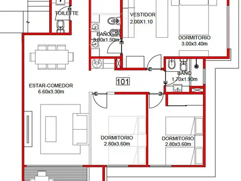 Departamento en Venta de 4 ambientes