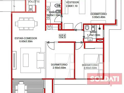 Departamento en Venta de 4 ambientes