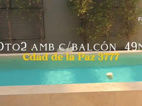 Departamento 2 ambientes de 49,39 m² con balcón aterrazado al frente – Ciudad de la Paz 3777