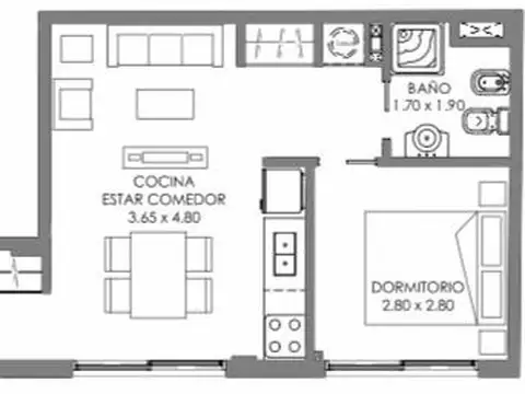 Departamento en Venta de 2 ambientes