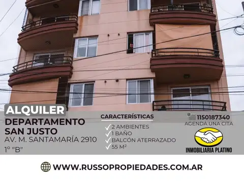 Alquiler departamento San Justo 2 ambientes