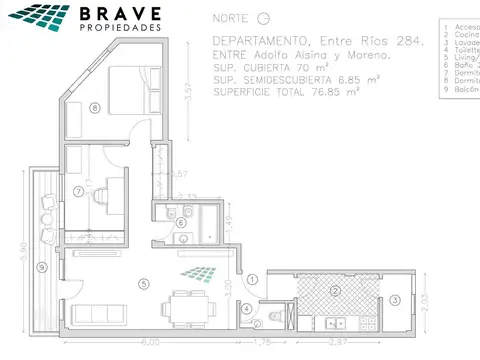 Departamento en Venta de 3 ambientes