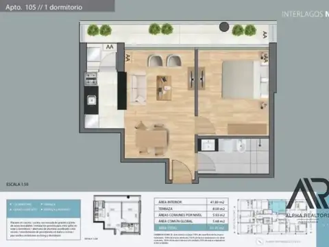 Departamento en Venta de 1 dormitorio