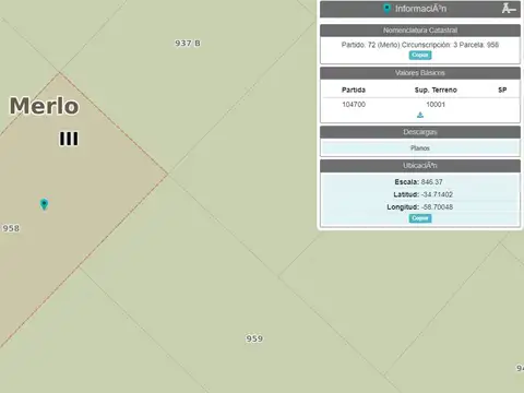 VENTA HECTAREAS RURALES -  MERLO LOCALIDAD EL PALOMO