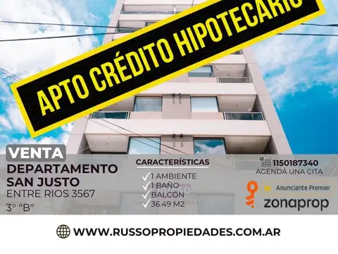 Venta Departamento 1 Ambiente San Justo