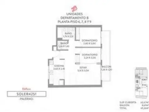 Departamento 3 ambientes con 2 baños