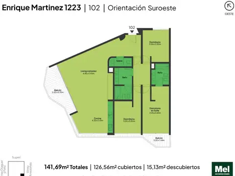 General Enrique Martínez 1200, Piso 1°