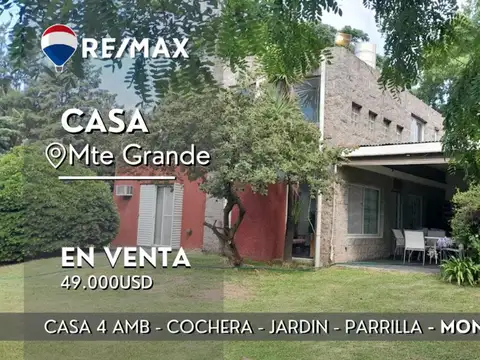 Venta Casa 4 Amb Jardin Parrilla Garaj  Mte Grande