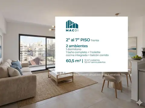 Excelente Departamento 2 ambientes a estrenar en Venta en Boedo