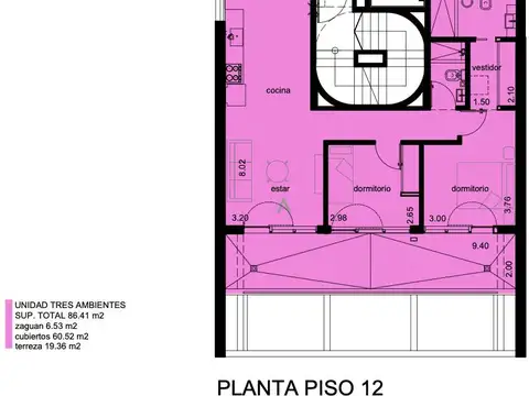 Departamento en Venta de 3 ambientes