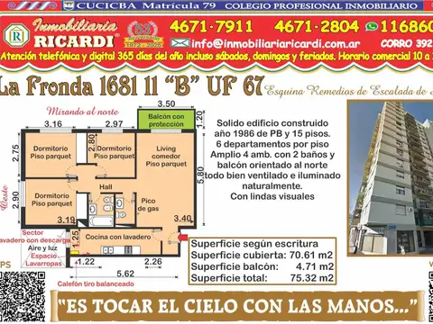 "ES TOCAR EL CIELO CON LAS MANOS..." 4 amb. con balcón