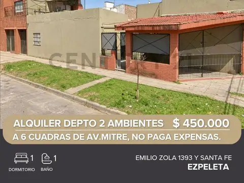 ALQUILER 2 AMBIENTES EN EZPELETA