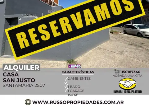 Alquiler casa 2 ambientes San Justo