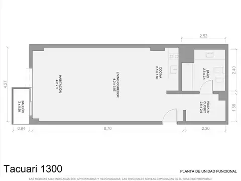 Departamento Monoambiente con 1 baño