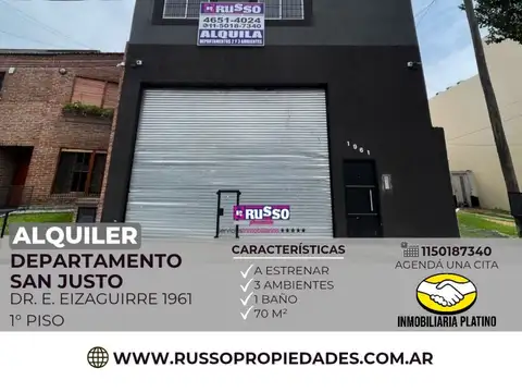 alquiler departamento 3 ambientes San Justo