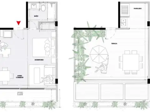 Departamento Monoambiente con 1 baño