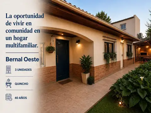 VENTA CASA 4 AMBIENTES MULTIFAMILIAR BERNAL OESTE