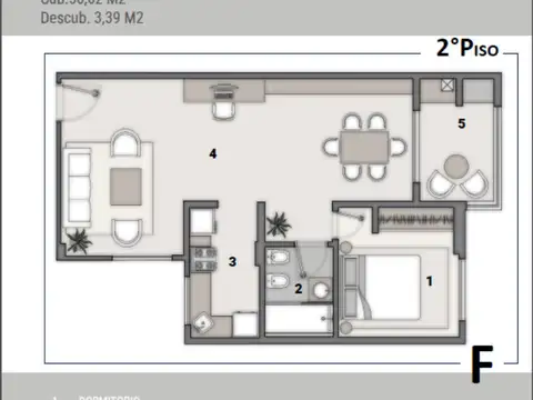 Departamento en Venta de 1 dormitorio