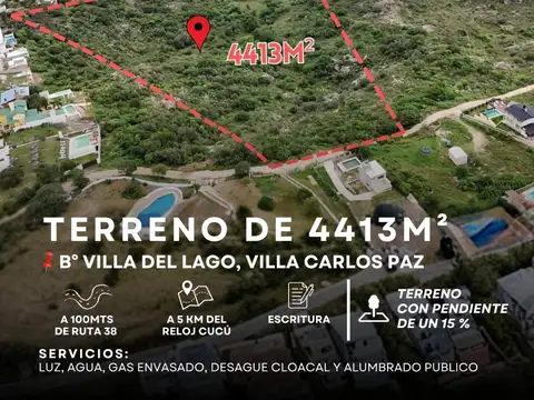 ESPECTACULAR TERRENO DE 4.413 mts² CON VISTA A LA CIUDAD DE CARLOS PAZ